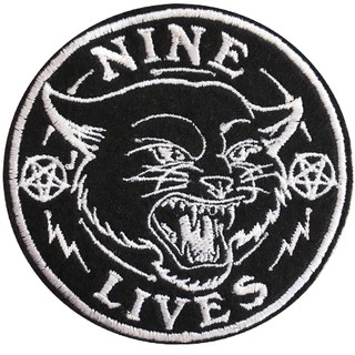 อาร์มติดเสื้อลายNine Live เเมวดำ ตัวรีดติดเสื้อลายNine Live เเมวดำ  อาร์มติดเสื้อลายNine Live เเมวดำ