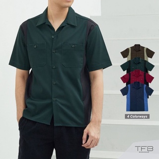 เสื้อช็อป เสื้อช็อปช่าง เสื้อแจ็คเก็ต ติดกระดุม แขนสั้น (สีเขียว) TFB Workwear