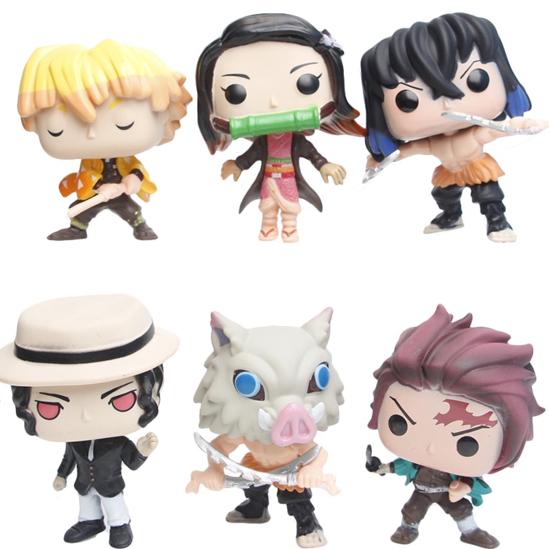 6 ชิ้น Funko POP Demon Slayer ตัวเลข Tanjirou Nezuko Agatsuma Zenitsu Hashibira Inosuke Kibutsuji Mu