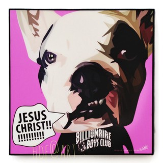 Dog หมา Jesus Christ รูปภาพ​ติด​ผนัง​ pop art สุนัข สัตว์เลี้ยง แต่งบ้าน ของขวัญ กรอบรูป รูปภาพ