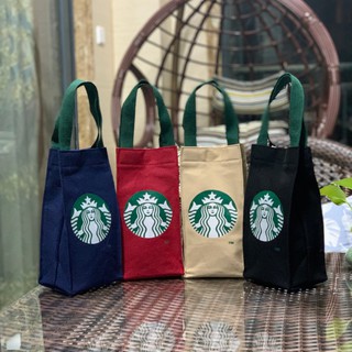 พร้อมส่ง ถุงผ้า ถุงหิ้ว Starbucks ใส่แก้ว ใส่ของทั่วไป