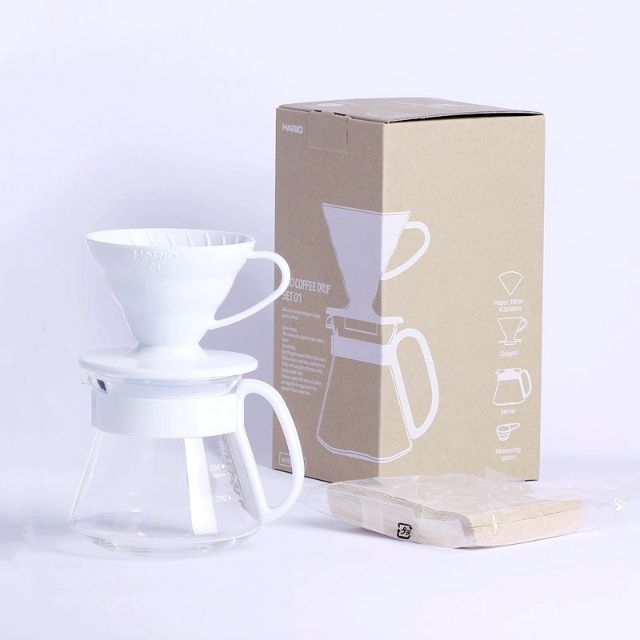 ชุดดริปกาแฟ HARIO V60 Coffee Drip Set01 สีขาว VDSP-2012 (Japan)