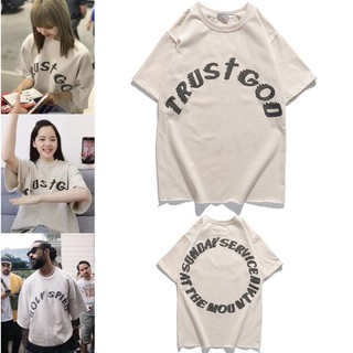 【hot sale】แฟชั่นเสื้อยืดแขนสั้นพิมพ์ลาย Kanye Sunday