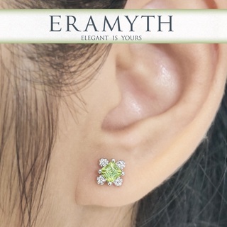 Eramyth jewelry.ต่างหู พลอยแท้ SH-0209-R ลายดอกพิกุล ตัวเรือน เงินแท้ 92.5 สินค้ามาตรฐานส่งออก