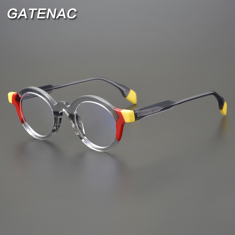 Vintage Round Acetate Glasses Frame Men 2022 New Prescription Myopia Optical Retro Eyeglasses 5098