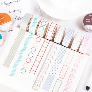 เทปตกแต่ง Point &amp; Line ⭐ เทป สติกเกอร์ Masking Tape MT DIY Washi เทปวาชิ เทปกาว mimisplan