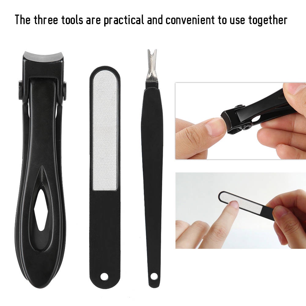 Finger Cutter Steel File in Stainless Set Pedicure 3 Nail Tool 1 Toe