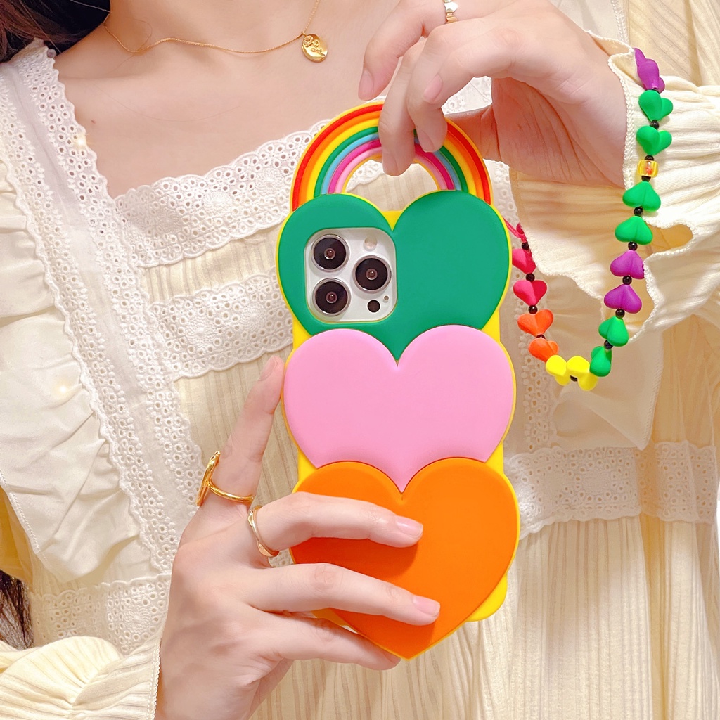 เคสโทรศัพท์มือถือ ซิลิโคน กันกระแทก สีรุ้ง สําหรับ Iphone 6 6s 7 8 plus X XR XS 11 12 13 14 Pro max