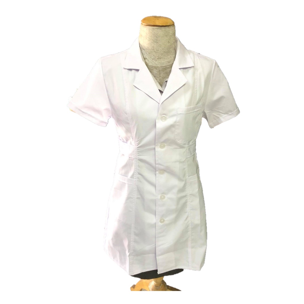 เสื้อกาวน์ แพทย์ พยาบาล เสื้อขาว ชุดพยาบาลชุดทำงาน รุ่นคอปก M1R0