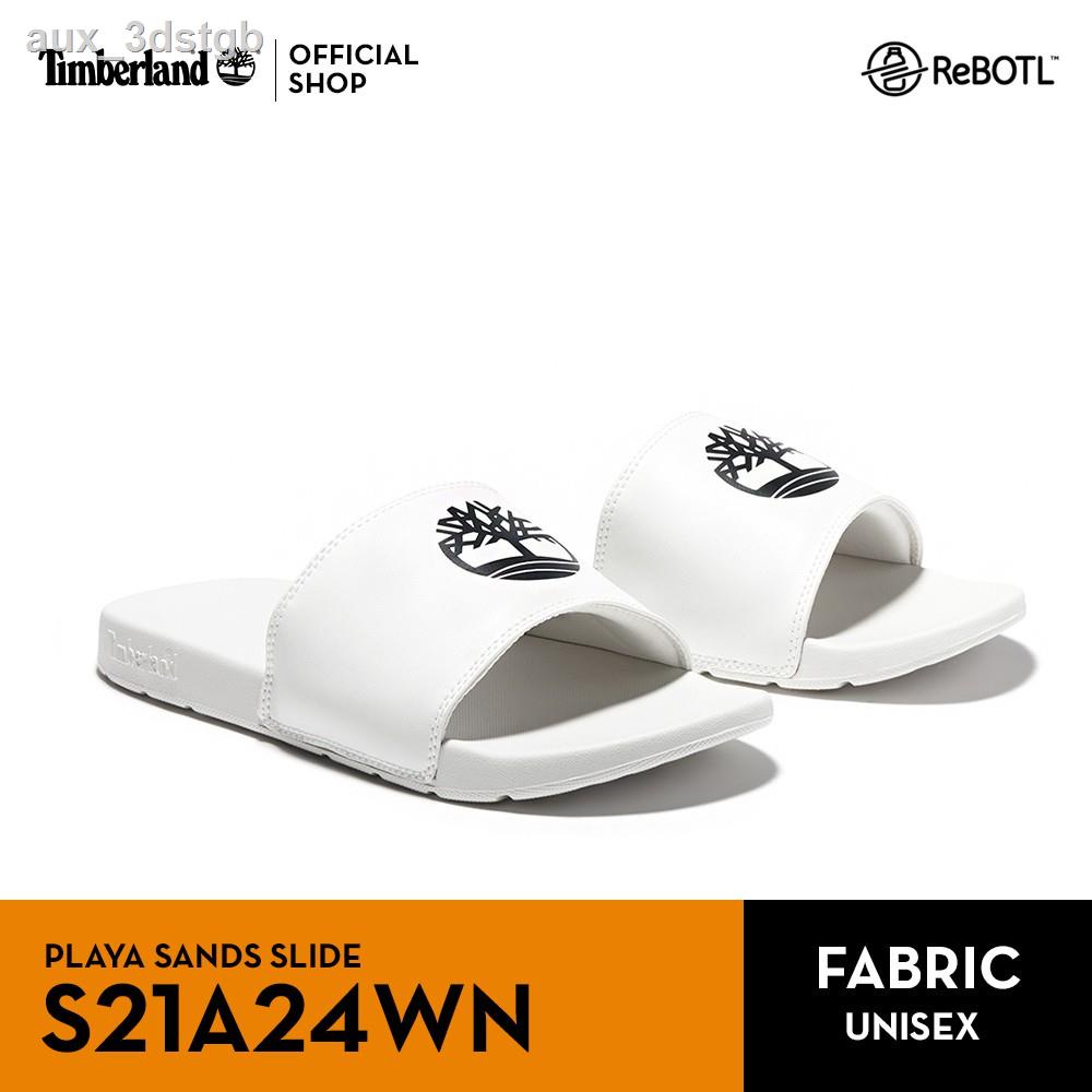 №♦Timberland Men's White Brand Logo Casual Slippers รองเท้าแตะชายหญิง (S21A24WN)