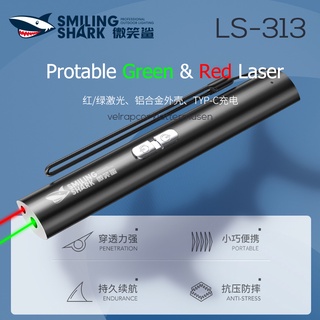 SmilingShark LS313 Green Red Laser pointer เลเซอร์สีเขียวแบบพกพา ปากกาเลเซอร์สีแดง ตัวชี้เลเซอร์แบบชาร์จ USB แมวเล่นแสงเลเซอร์ สอนตัวชี้