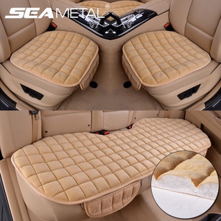 SEAMETAL ผ้าพลัฌหุ้มเบาะรถยนต์ ครบชุด อเนกประสงค์สำหรับห้าที่นั่ง เบาะรองนั่งในรถยนต์ เบาะรองนั่งนุ่มสบาย Plush Car Seat Cover Cushion   Full Set