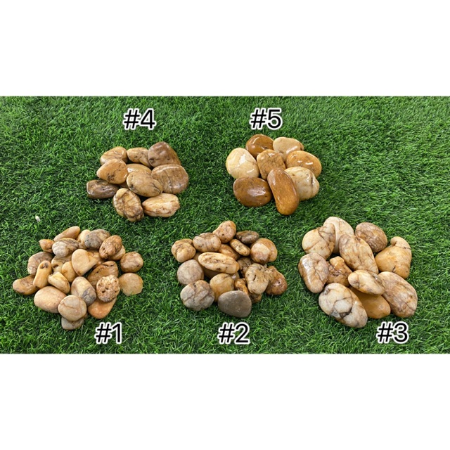 หินแม่น้ำ หินแต่งสวน สีน้ำผึ้ง เบอร์ 1,2,3,4,5