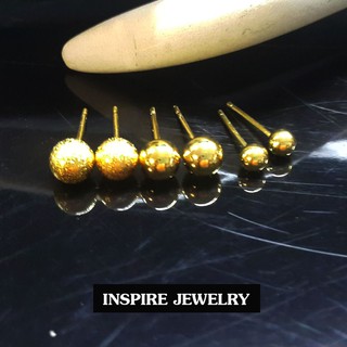 Inspire Jewelry ,ต่างหูปักก้านเม็ดกลมแบบร้านทอง 3 คู่ 3 ไซด์ ตามแบบ ทำลายงานปราณีต