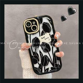 เคสโทรศัพท์มือถือ ซิลิโคน ลายดอกทิวลิปเข้ม สําหรับ Apple Iphone 14 13promax 11 12 xr xs