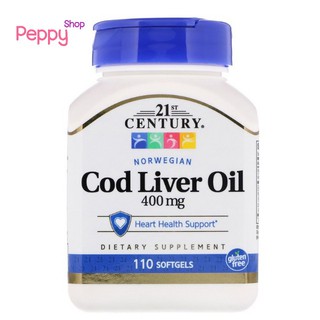 21st Century Norwegian Cod Liver Oil 400 mg 110 Softgels น้ำมันตับปลาจากนอร์เวย์ 400 มิลลิกรัม (110 เม็ด)