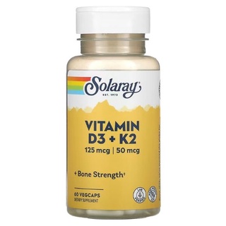 Vitamin D3 + K2 ลดแรง! วิตามินดี3 เข้มข้น+วิตามินเค2 Solaray