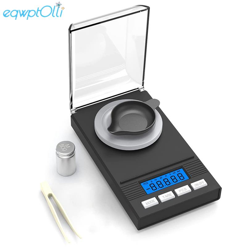 เครื่องชั่งมิลลิกรัมพกพา 50 กรัม 0.001 กรัม พร้อมจอ LCD สําหรับห้องปฏิบัติการและจดหมาย