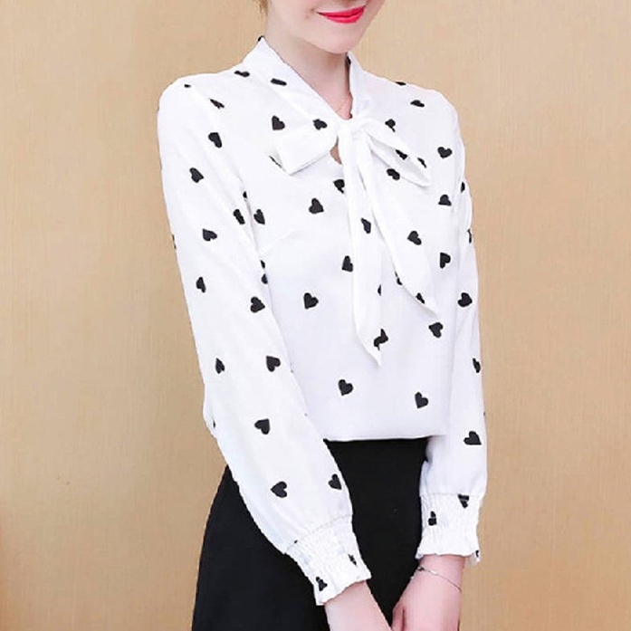 เสื้อเชิ้ตแขนยาว ผ้าชีฟอง สีขาว สีชมพู สําหรับผู้หญิง รูปที่ 2