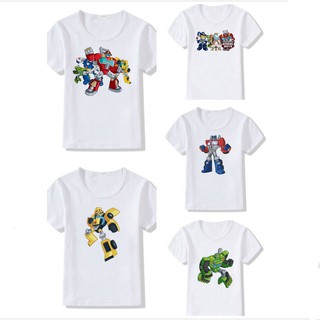 Transformers Cartoon Rescue Bots Short Sleeve T Shirt for Boy Cartoon Tshirt Kids Clothing Teedfsd2021 4eZy