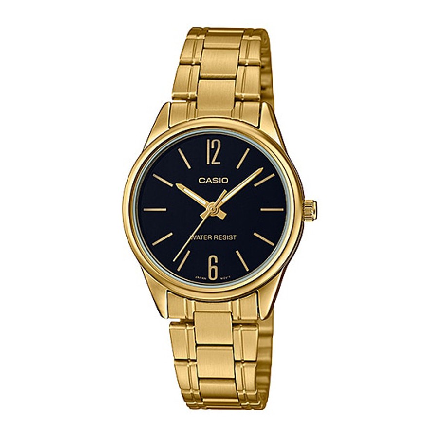 Casio Standard นาฬิกาข้อมือผู้หญิง สายสเตนเลส รุ่น LTP-V005,LTP-V005G,LTP-V005G-1B - สีทอง