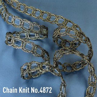 MOMOTARA No. 4872 เทปทอ Knit เทปทอ Knit ลายโซ่ Chain Knit  ขนาด 1.6 CM ยาว 18 หลา