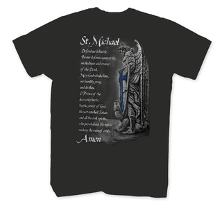 [S-5XL] เสื้อยืด พิมพ์ลาย Saint Michael The Archangel Prayer สําหรับผู้ชาย ใหม่ เสื้อยืด คอกลม แขนสั้น ผ้าฝ้าย แฟชั่นฤดู