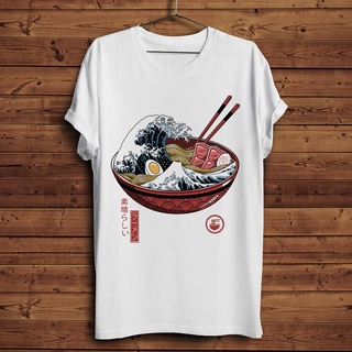 ขายดี!เสื้อยืดลําลอง แขนสั้น พิมพ์ลาย Great Ramen Wave สีขาว สไตล์วินเทจ ญี่ปุ่น สําหรับผู้ชาย และผู้หญิงS-5XL