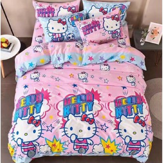 ชุดผ้าปูที่นอน ชุดผ้านวม คิตตี้ Hello Kitty ชุดผ้าปูที่นอนครบเซ็ต  6 ฟุต 5 ฟุต ชุดผ้านวม6ชิ้น ผ้าปูที่นอน+ผ้านวม สีไม่ตก