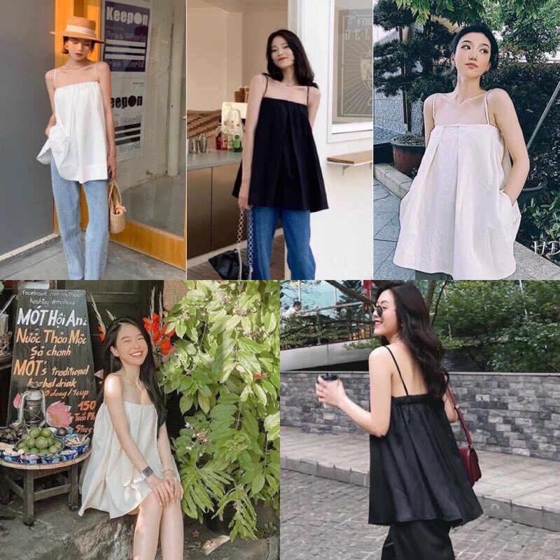 เสื้อเชิ้ต2สายอัดพลีทสไตล์เกาหลี
