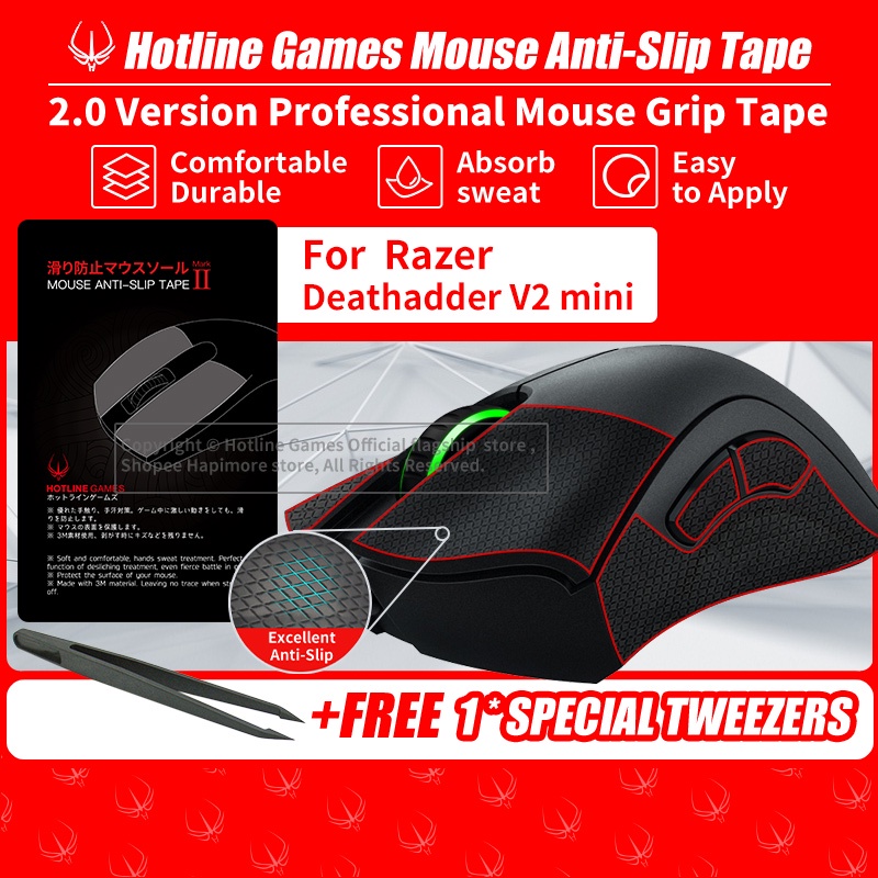 Hotline Games 2.0 - เทปจับเมาส์กันลื่นสําหรับ Razer Deathadder V2 mini Gaming Mouse อัพเกรดด้ามจับ