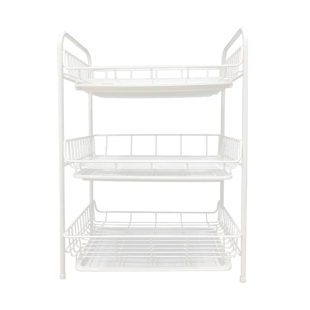 ชั้นวางของและแก้ว 3 ชั้นพร้อมถาด EKONO 813KITCHEN WIRE SHELF HC/EKONO 813 3-TIER WHITE