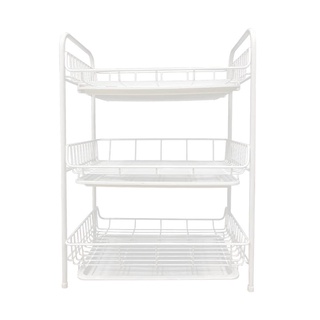 ชั้นวางของและแก้ว 3 ชั้นพร้อมถาด EKONO 813KITCHEN WIRE SHELF HC/EKONO 813 3-TIER WHITE