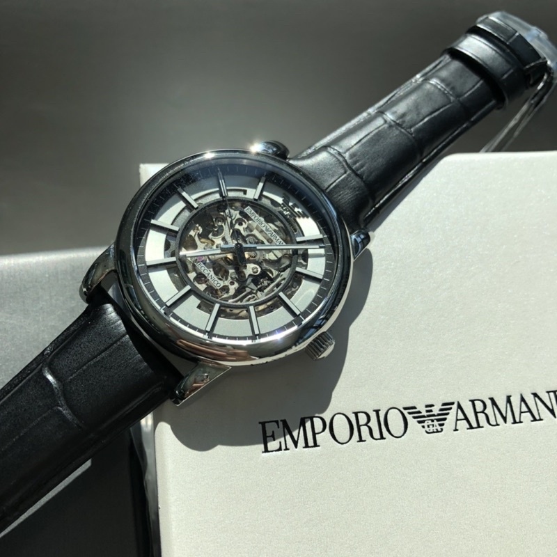 Emporio Armani Italy Meccanico Automatic Silver Date Men Watch