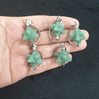 จี้หินเมอร์คาบา(Merkaba)เมอร์คะบา เมอร์คะบาห์หินกรีนอเวนเจอรีน(Green Aventurine)อเวนจูรีน กรีนอะเวนจูรีนชิ้นละ250