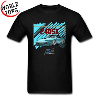 เสื้อยืด พิมพ์ลายรถยนต์ Nissan 240sx Sky Blue สีดํา สไตล์คลาสสิก แฟชั่นสําหรับผู้ชายS-3XL