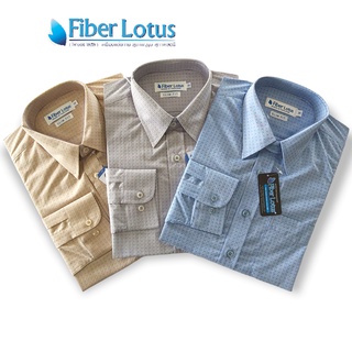 เสื้อเชิ้ตFiberLotus แขนยาว สีน้ำตาลทองทอขึ้นลาย ทรงslimfit  เนื้อผ้า Cotton เกรดพรีเมี่ยม หรูหรา