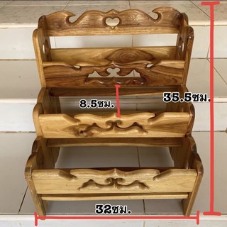 ชั้นวางเครื่องปรุงวางขวด งานไม้สักพร้อมทาสีเคลือบเงา