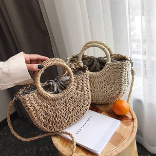 กระเป๋าสาน หูหิ้ว หูกลม กระเป๋าถือ กระเป๋าสะพายข้าง น่ารัก Minimal [H-Circle]