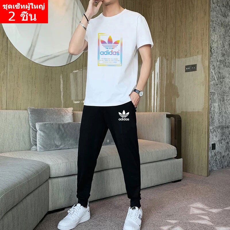 Future @@  ** BK444+KU249**  2 ชิ้น  เซ็ทแฟชั่น  ชุดแฟชั่นเสื้อยืด+กางเกงยาว ใส่ได้ชายและหญิง