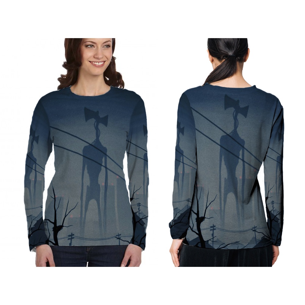 [TiniShop] SIREN HEAD เสื้อยืด / SIREN HEAD เสื้อยืดพิมพ์ลาย 3D แขนยาวผู้หญิง