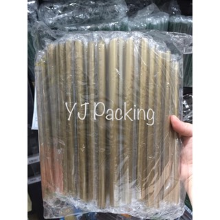 หลอดมุกยาวห่อฟิล์มสีทองออร์แกน 100 เส้น