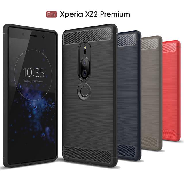 เคส สำหรับ Sony Xperia XZ2 Premium Carbon Fiber Metallic 360 Protection TPU Case