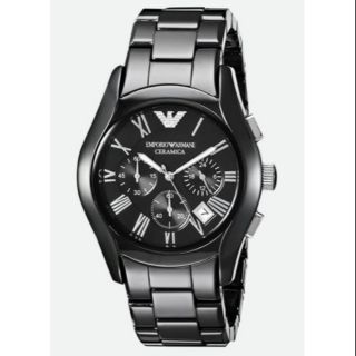 Emporio Armani Chronograph Black Dial Black Ceramic Mens Watch AR1400