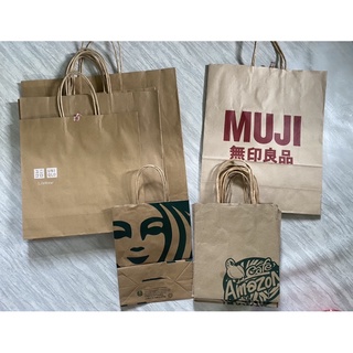 🛍ถุงกระดาษแบรนด์แท้🎈 uniqlo muji Amazon Café starbuck พร้อมส่ง