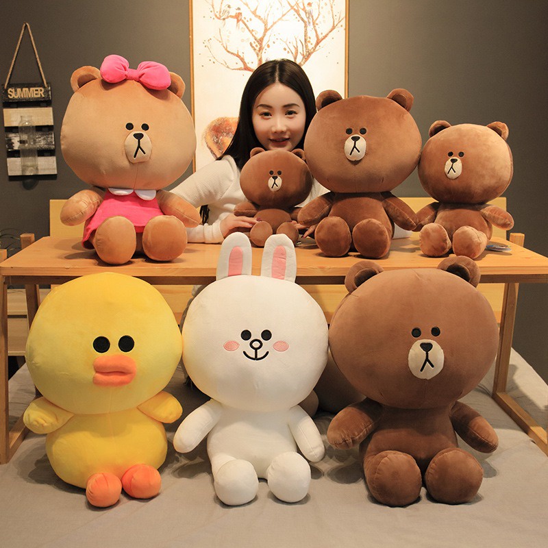 Genuine LINE FRIENDS Brown Teddy Bear Corny Rabbit Pillow Stuffed Plush Toy Sally Chicken Ragdoll Gift For Girls