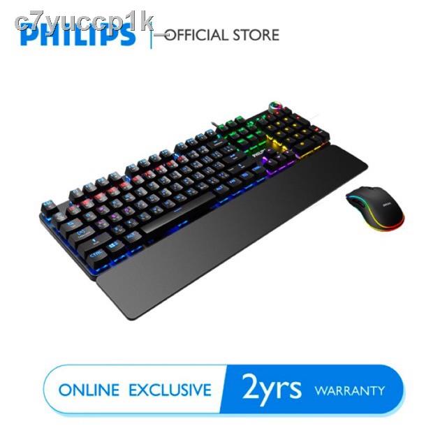 ✸Philips✨keyboard🌟⚡️🇹🇭เกมมิ่ง คีย์บอร์ด แมคคานิคอล บลูสวิตช์ PHILIPS Gaming Combo  SPK8605 Wired Mec