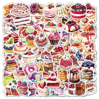 สติ๊กเกอร์พีวีซีกันน้ํารูปเค้กและขนมหวาน 100 ชิ้น