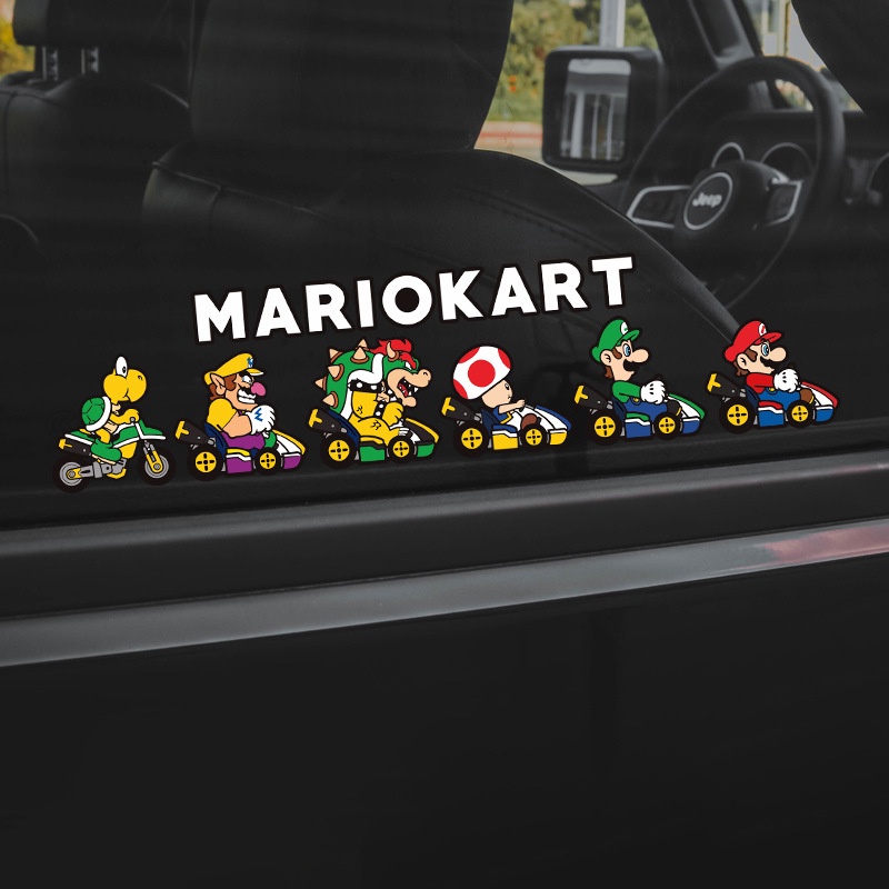 รถสติกเกอร ์ Mario Kart Racing เกมการ ์ ตูนน ่ ารักตลกสะท ้ อนแสงสําหรับหน ้ าต ่ างกระจก Trunk กันชนรถจักรยานยนต ์ EBike