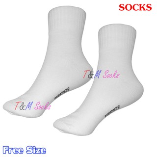 สุดคุ้ม 12คู่ Socks ถุงเท้าลำลองข้อกลาง ชาย-หญิง ฟรีไซส์